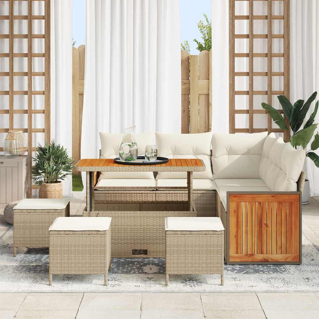 Garten-Sofa-Set 8 pcs Beige und Creme 110 x 55 x 71 cm